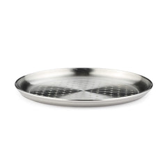 Chrome Stainless Steel Quarter Plate Set Of 6 - Zenith Series | Salad & Snacks Plates - Flower Dot Patterns | Serve Ware, Dinnerware & Tableware