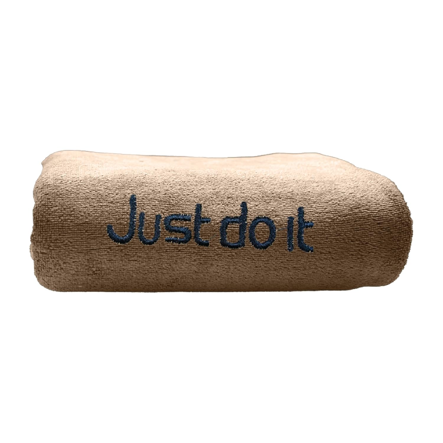 Housse Premium Soft Microfiber Embroidery Bath Towel 350 Gsm | Soft Absorbent Quick-Drying Sweat Towel (Just Do It - Brown)