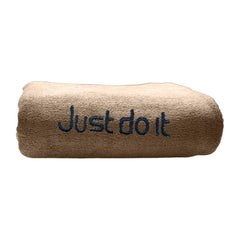 Housse Premium Soft Microfiber Embroidery Bath Towel 350 Gsm | Soft Absorbent Quick-Drying Sweat Towel (Just Do It - Brown)