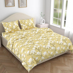 King Size Pure Cotton Bedsheet With 2 Pillow Covers | 108 X 108 Inches, Light Yellow | Perfect For Gifting On Weddings, Housewarmings, Or Anniversaries