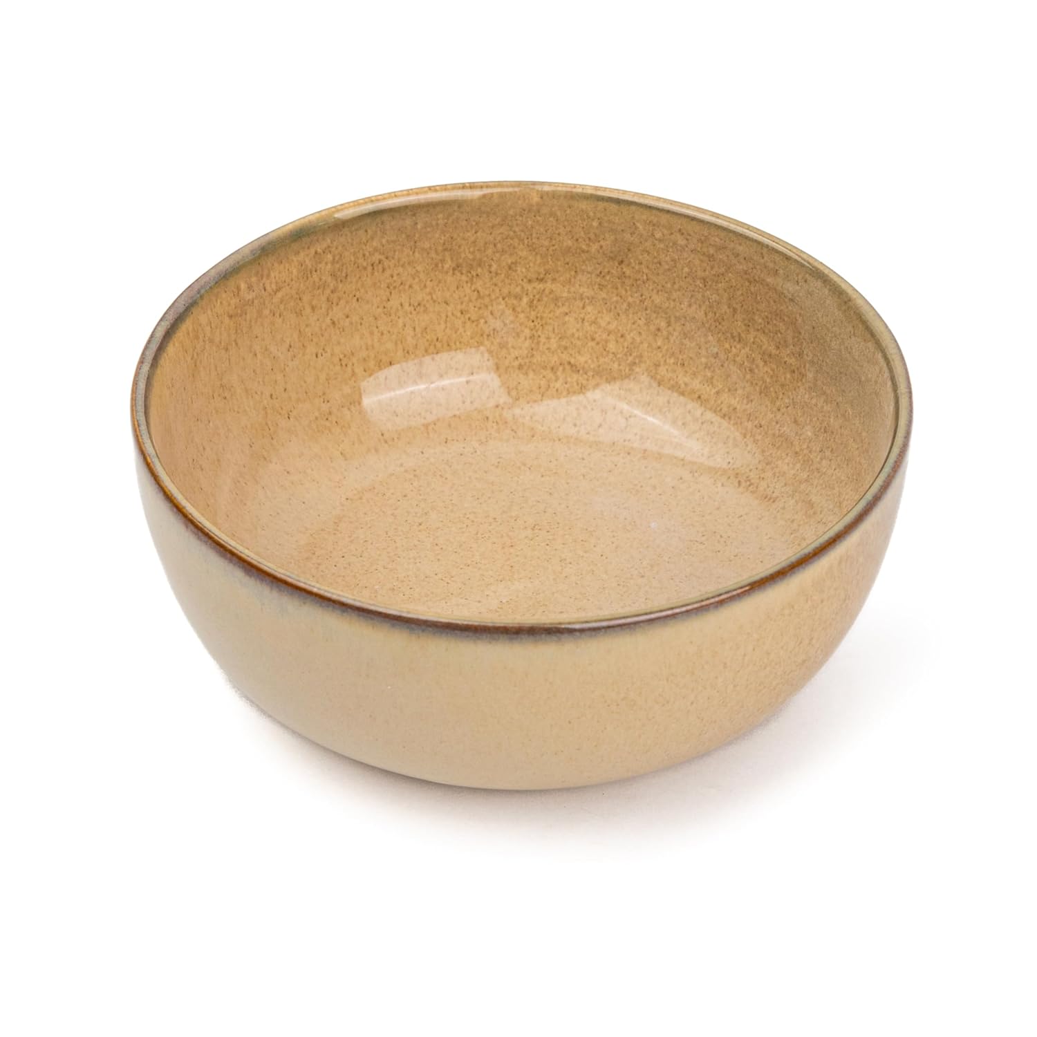 Ceramic Medium Bowl Set Of 2 Pieces - 18cm, Beige Reactive, 1000ml Each | Glossy Finish Stoneware Ceramic Serving Bowls | Ceramic Bowl - Pasta Serving Bowl | Microwave Safe