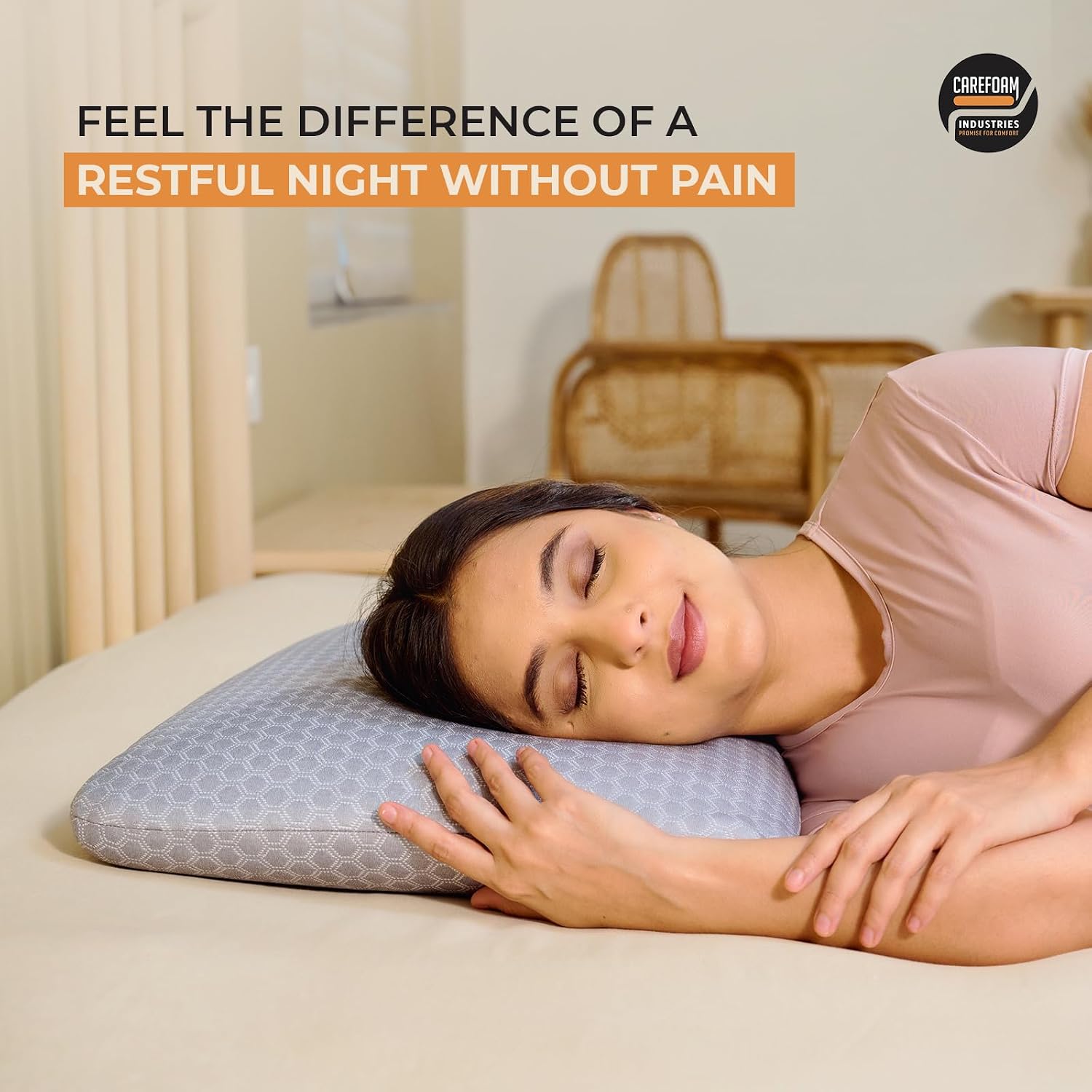 Orthopedic Memory Foam Pillow For Comfortable Sleep, Grey - 24 X 16 X 4 Inch | For Neck & Shoulder Pain Relief With Removable Zipper Grey Jacquard Cover | Back, Stomach Sleepers - Pack Of 2