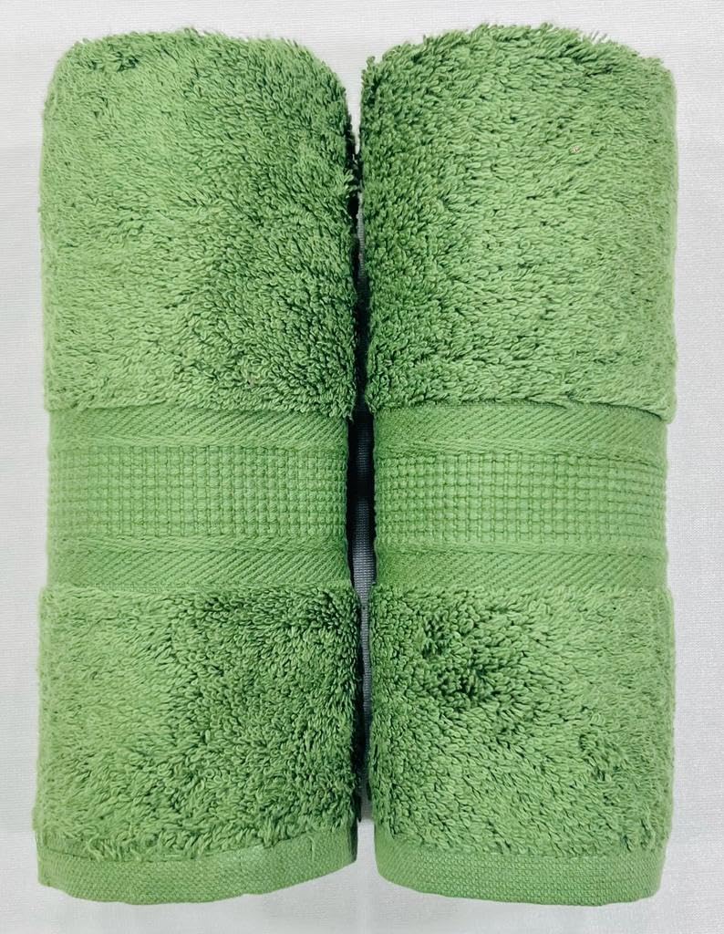 Bombay Dyeing Plain Santino 500 Gsm Cotton Hand Towel Set - Bottle Green (2 Piece)