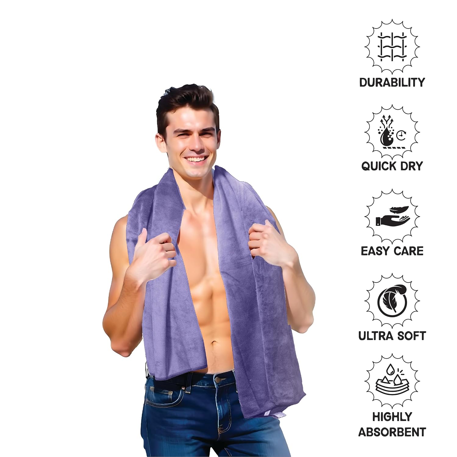 Housse Premium Microfiber Bath Towel 550 Gsm | Extra Large Quick Dry Towels Super Soft Plush | Ultra Absorbent For Home, Swimming, Sports, Travel (Cadet)