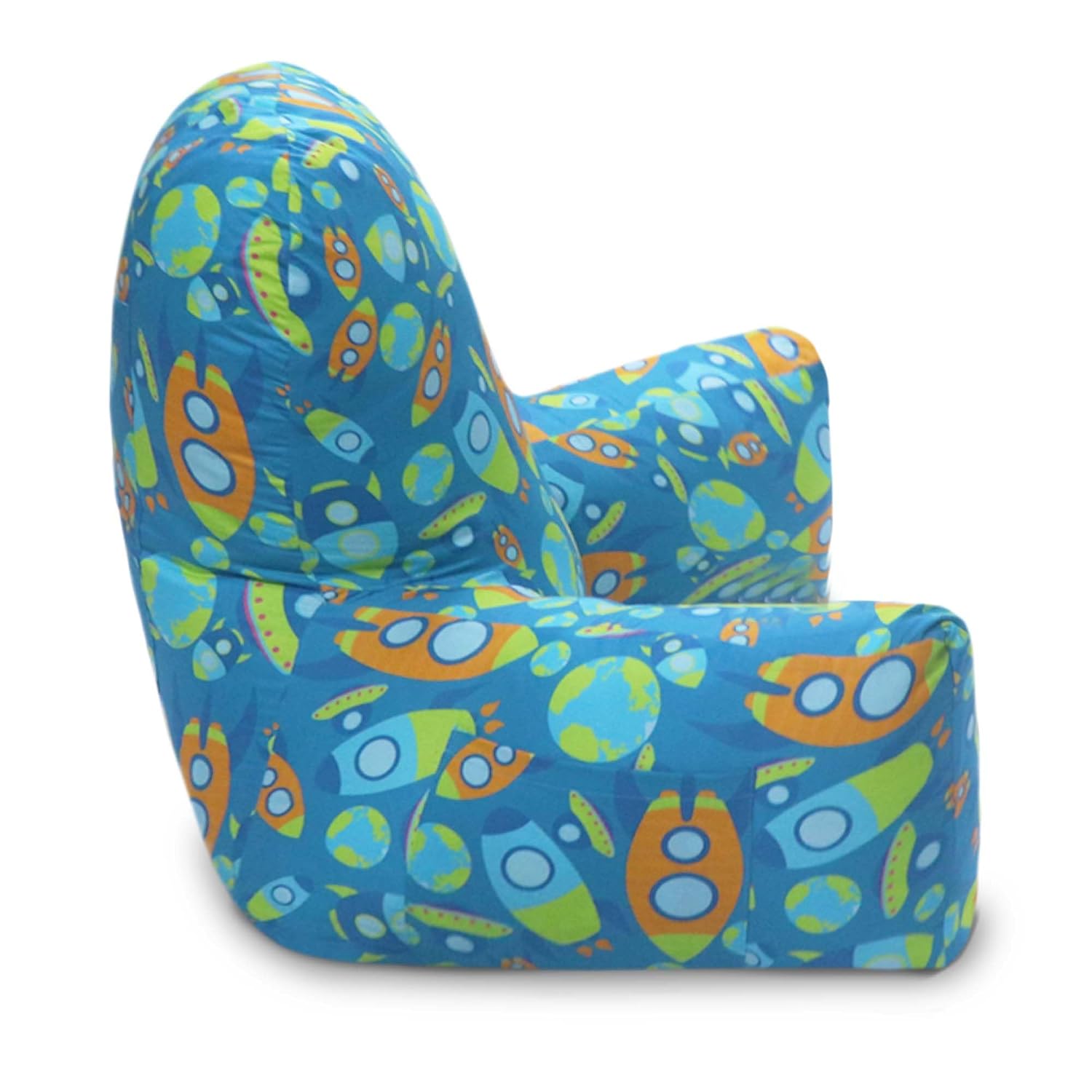 Backrest & Reading Pillow, Bed Support Pillow With High Armrests, Blue Color | Aztec Rocket Printed, 100% Cotton Removable Velvet Cover | For Back & Shoulder Support - Pack Of 1