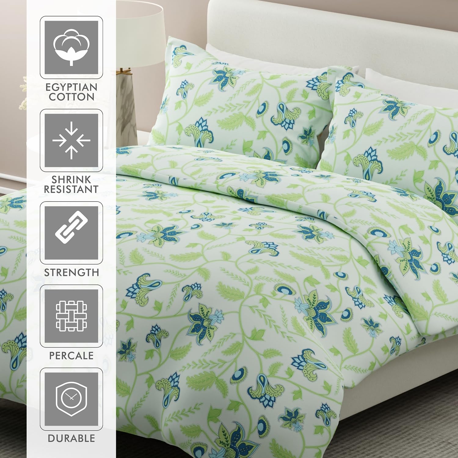 Cotton Bedsheet For King Size With Pillow Cover Set - 108x108 Inches, Green | Breathable & Light Weight, All Season Comfort-Ideal For Daily Use & Gifting Bedsheet
