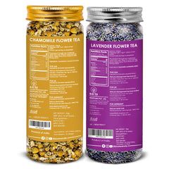 Blue Tea Combo Pack Of 2 X 30gm, 1.05 Ounce Each - Lavender Flower Tea + Chamomile Flower Tea | Antioxidant Rich - Caffeine Free, Gluten Free, Non GMO | Pet Jar Packaging