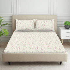 Double Bedsheet For Queen Size 2 Matching Pillow Cover - 88 X 100 Inches, Beige | Durable & Long Lasting Wrinkle Resistant Fabric - Skin Safe & Super Soft
