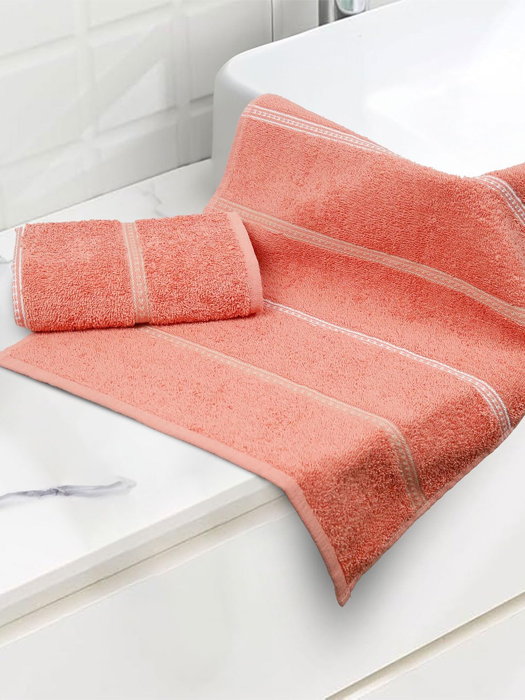 Mytrident Hand Towel Urban Comfort 400 Gsm | 100% Cotton Bath Towel (Brick Red)- Pack Of 2