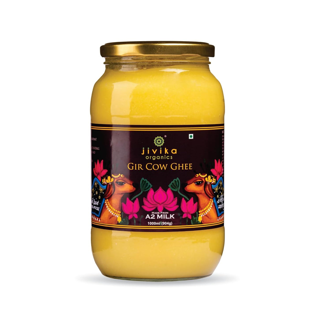 Organic Natural Gir Cow Ghee By Jivika Naturals | Good Source Of Vitamin A & Healthy Desi Ghee Perfect For Skin Care | (1 Litre) | 33.8 Ounce | Jar Pack