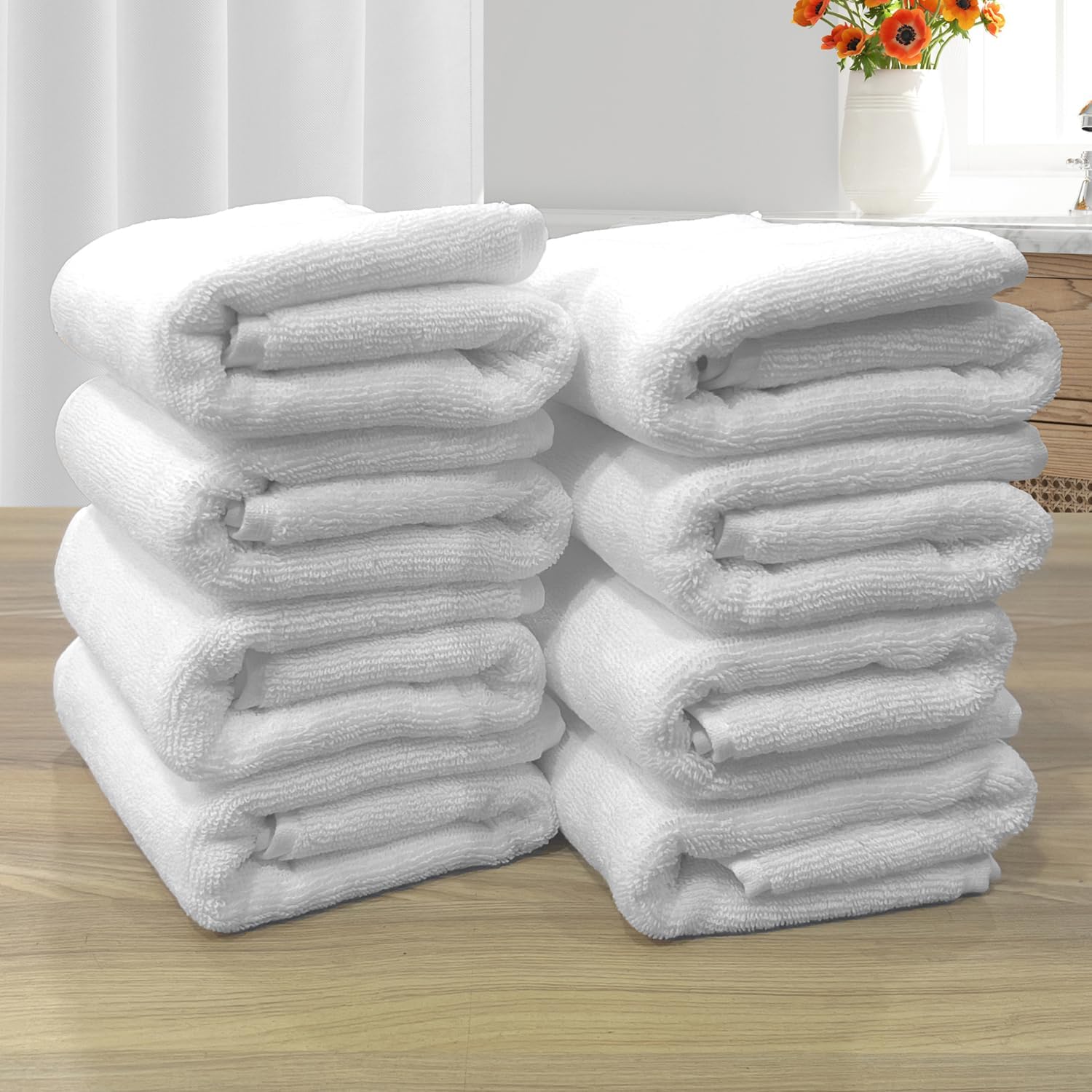 The Veloure Hotel White Hand Towel 700 Gsm | Pure Cotton Super Soft Anti Microbial Towels (Set Of 8)