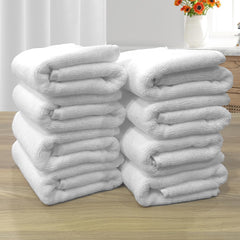 The Veloure Hotel White Hand Towel 700 Gsm | Pure Cotton Super Soft Anti Microbial Towels (Set Of 8)