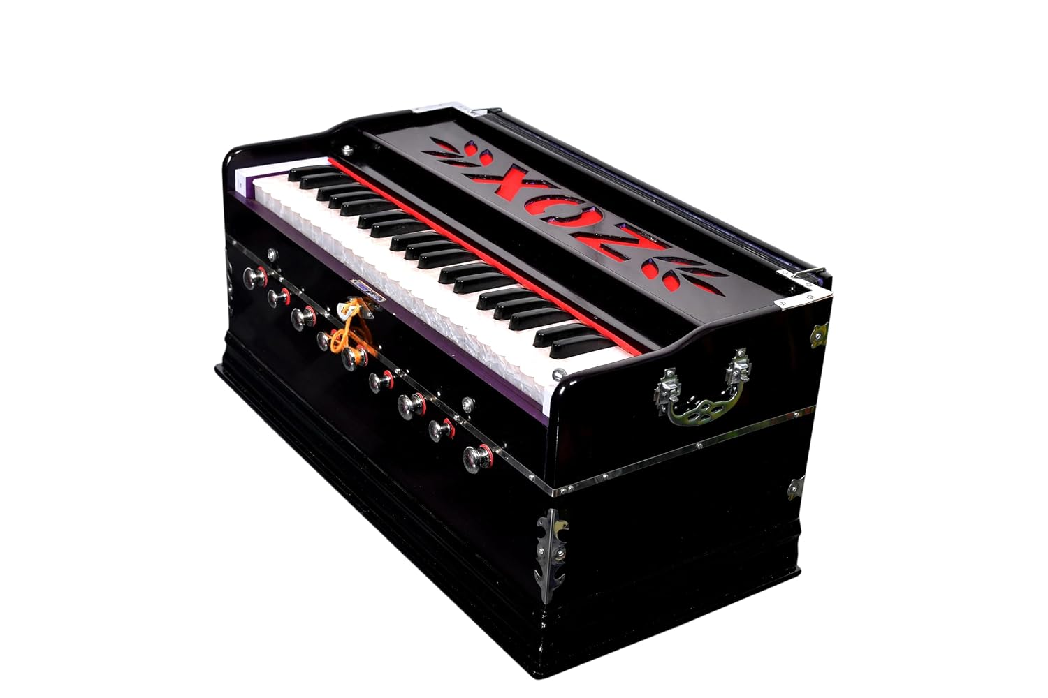 Harmonium Musical Instrument - 9 Stopper, Churidar Bellow, 42 Key, Two Reeds (Bass-Male), 3 1/2 Octave | Two Side Carry Handles, Jaali Frame On Keys