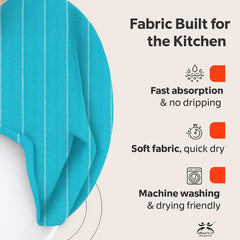 Am Safe Xam Safe X 100% Cotton Kitchen Towels 200 Gsm | Dish Cloths, Table & Fridge Cleaning, Roti Napkins -Pack Of 3 (Turquoise)