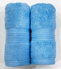 Bombay Dyeing Ultrx Zero Twist Plain Cotton Hand Towel 400 Gsm (Sky Blue) - 2 Piece