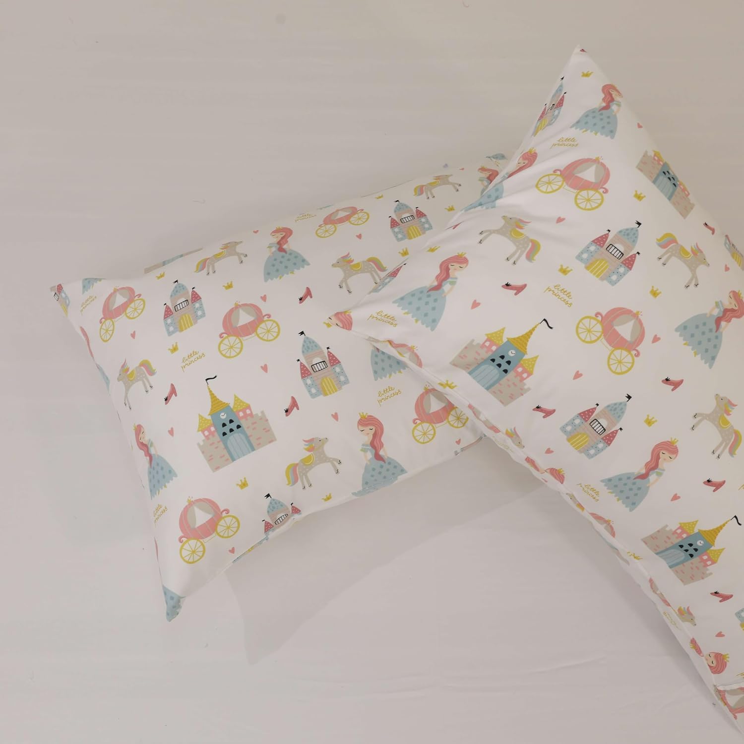 Little Princess Design Single Bedsheet With 2 Pillow Covers - Fun & Colorful Sheet Set For Girls & Kids Room | Size - 60 X 90 Inches, White