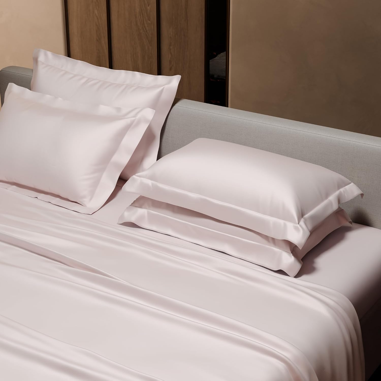 Satin Bedsheet Super King Size Bed With 4 Pillow Covers | 108 X 108 Inches, Blushing Pink | Premium Bedding Set, Gifts For Couples, Wedding, Anniversary