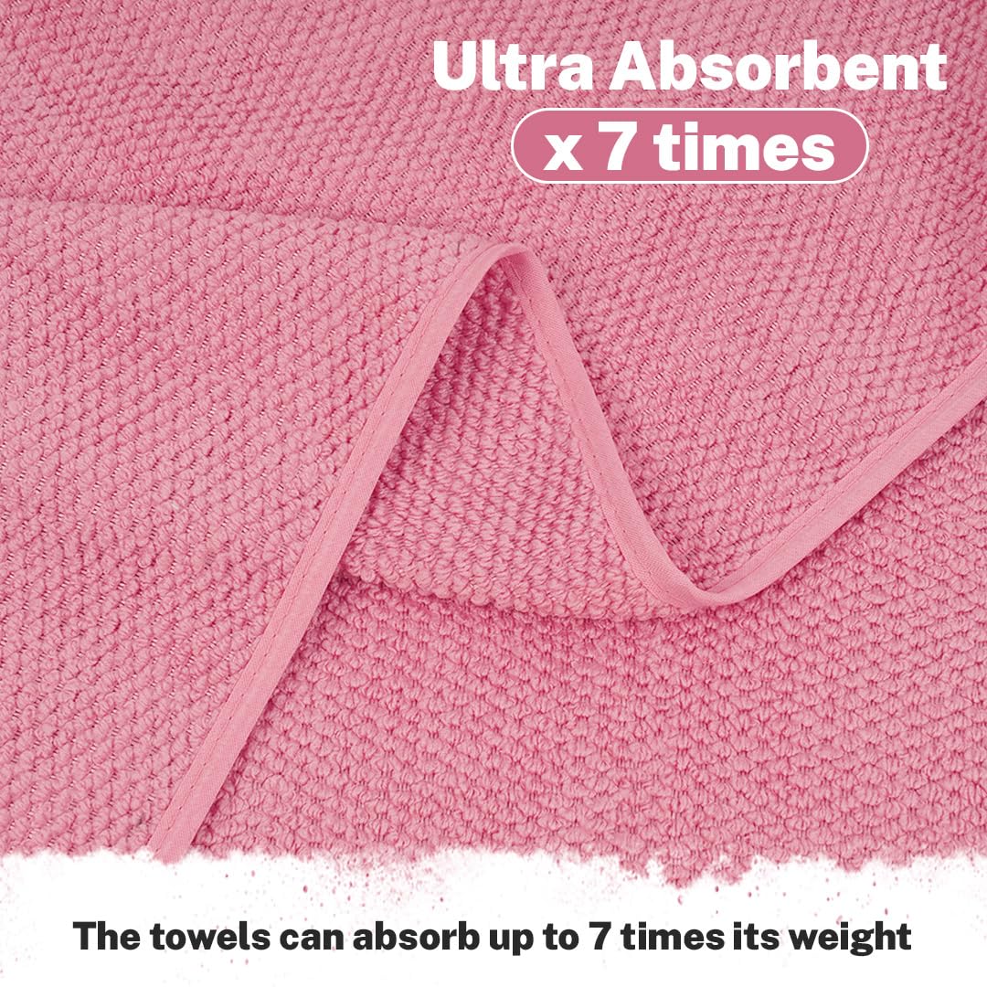 Fezora Microfiber Contler Bath Towels 700 Gsm | Large Size Bath Towel Soft & Absorbent Bath Towel For Men & Women (Peach & Light Pink)- Pack Of 2