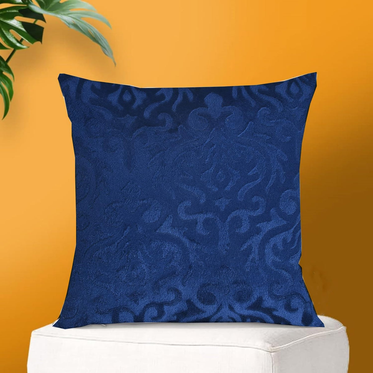 Microfiber Square Pillow Cushion For Sofa & Bed, Navy Blue - 12 X 12 Inch | Soft, Fluffy For Comfort & Back Support | Breathable, Washable | Premium Velvet Outer Cover With Zip - Set Of 1