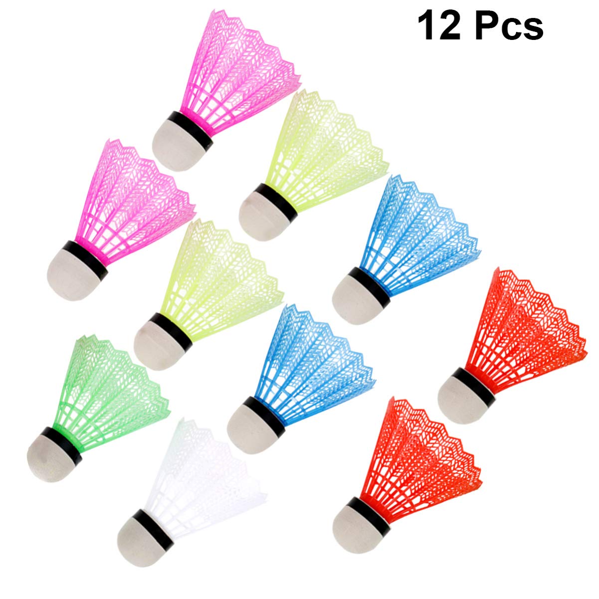 Sewacc Nylon Training Badminton Shuttlecocks With Great Stability And Durability , Very Suitable For Indoor And Outdoor Playing | Multicolor , Pack Of 12
