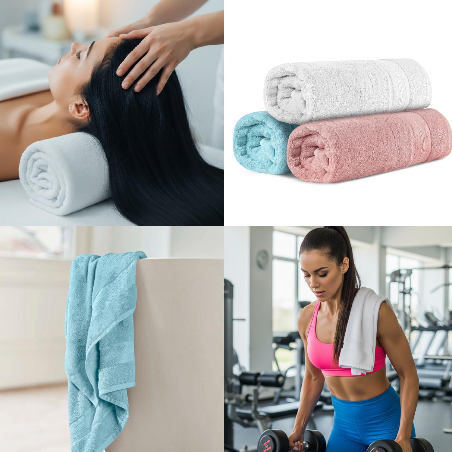 Himeya 100% Bamboo Cotton Bath Towels 500 Gsm | Bath Towel For Men/Women (3 Piece)- Ice Burst