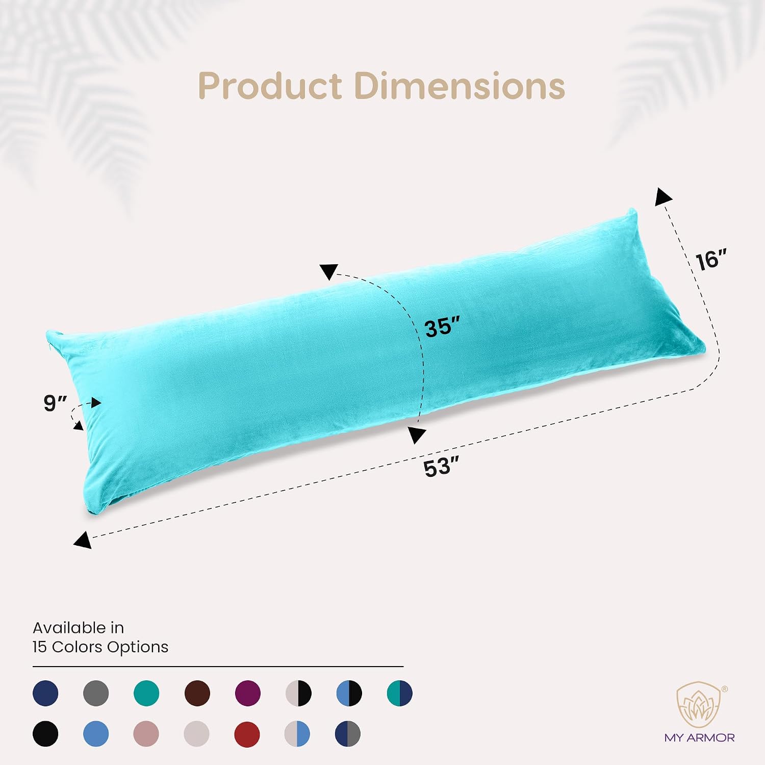 Microfiber Body Side Pillow For Sleeping For Pregnancy, Aqua Green - 53 X16 Inches | Long Cuddle Pillow For Relaxing, Washable, Premium Velvet Outer Cover With Zip, Adjustable Pillow