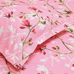 Flat Bedsheet Queen Size Bed With 2 Pillow Covers - 100 X 90 Inches, Pink & Green | Soft, Breathable & Durable | Skin-Friendly & Durable