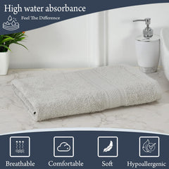 Fresh From Loom Luxury Edition Egyptian 100% Pure Cotton Bath Towel 600 Gsm | High Water Heavy Soft Dual Stitched Bath Towel (Light Grey)