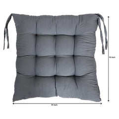 Chair Cushion Pad, Soft & Comfortable Sitting, Chair Pad - Grey | Microfiber Square Chair Pad With Ties | Chair Seat Cushion For Office, Home | Furniture Cushion, Washable - Pack Of 6