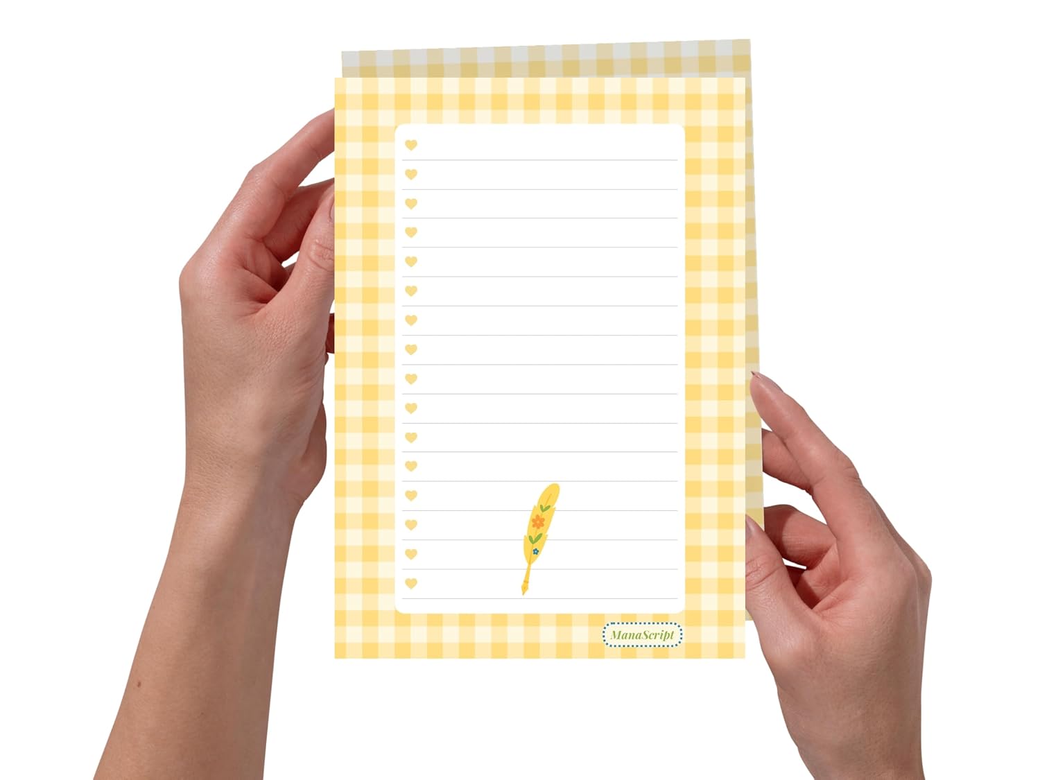 A5 Notes/To Do List Notepad, Beautiful Checklist Pad, Tear-Off Sheets (Pen, Yellow) Pack Of 1