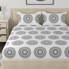 Flat 1 King Size Bedsheet With 2 Pillow Covers - Size 108 X 108 Inches, White & Black | Luxury Soft Sheet, Lightweight & Breathable Bedsheet