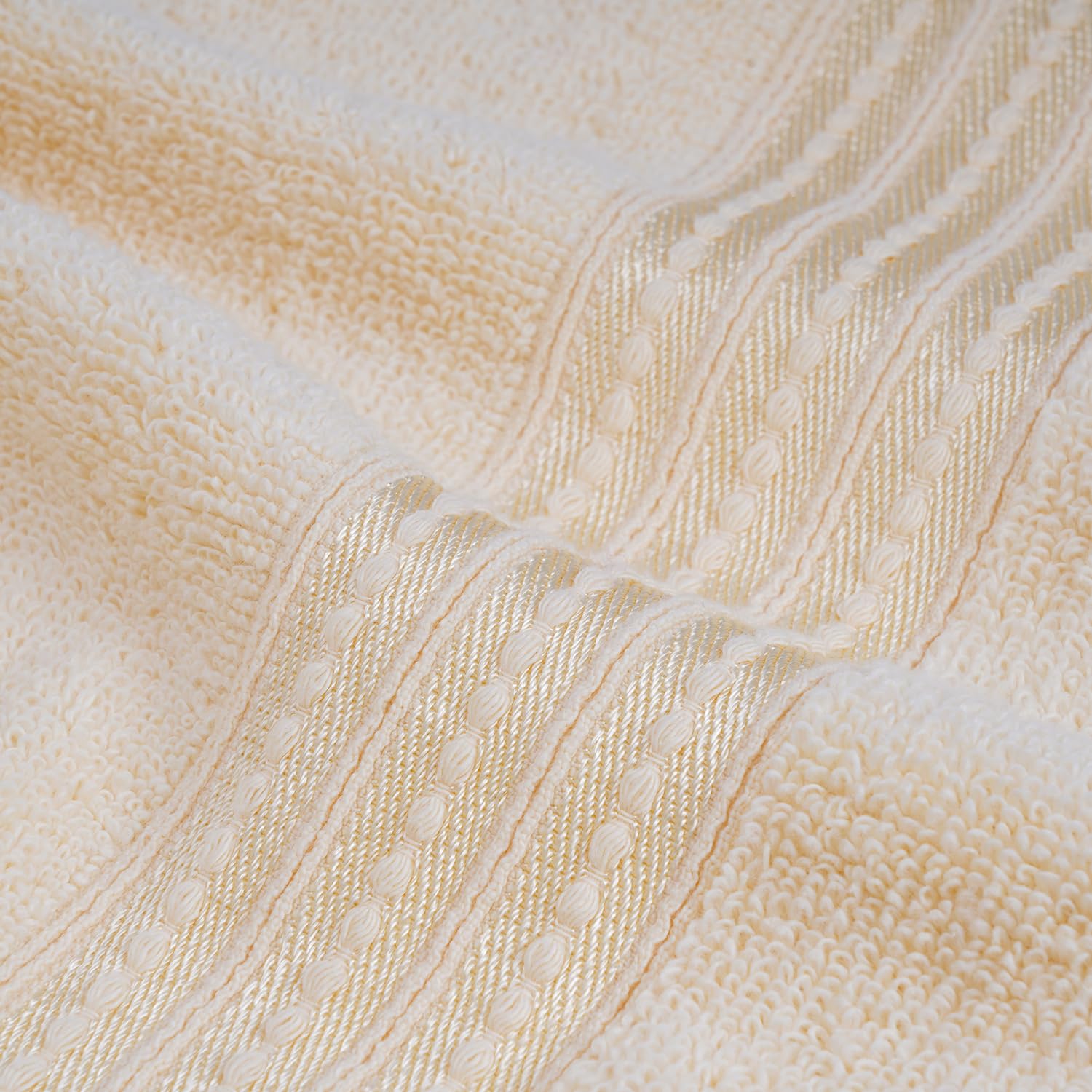 Micro Cotton Remy Basel Luxury Terry Cotton Bath Towel 550 Gsm | Super Comfortable 100% Long Staple Cotton Bath Towel (Butter Cream)