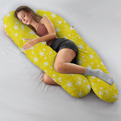 U Shaped Pregnancy Pillow, Maternity Pillow, 100% Cotton Removable Cover, Stardom Yellow | Super Premium Pillow For Sleeping, Versatile Use, Pregnocare Microfibers, Comfortable Pillow