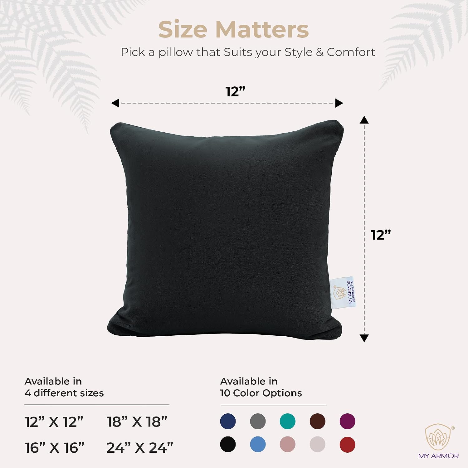 Microfiber Square Pillow, Cushion For Sofa, Car & Decoration, Black, Size - 12 X 12 Inch | Throw Pillow, Back & Neck Support, Hypoallergenic, Washable, Black Velvet Cover - Pack Of 5
