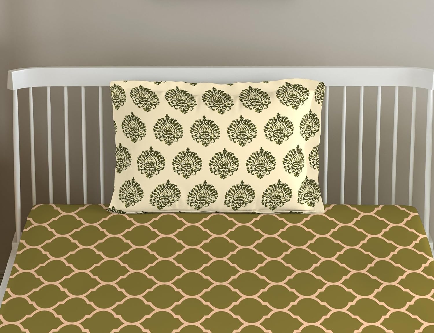Cotton Printed Single Flat Bedsheet With 1 Pillow Cover - 60 X 100 Inches, Forest Green & Beige | Breathable & Skin Friendly Bedsheet | Ideal For Year Round Use