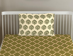 Cotton Printed Single Flat Bedsheet With 1 Pillow Cover - 60 X 100 Inches, Forest Green & Beige | Breathable & Skin Friendly Bedsheet | Ideal For Year Round Use