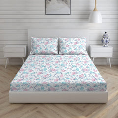 100% Cotton Bedsheet For Double Bed Queen Size With Pillow Cover - 89x107 Inches, White | 160 Tc Light Weight, All Season Comfort Bedsheet Queen Size