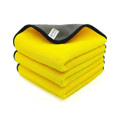 Softspun Microfiber Cloth Towel 800 Gsm | Extra Thick Microfiber Cleaning Cloths Perfect For Bike, Auto, Cars Both Interior & Exterior (Yellow & Grey)- Pack Of 3