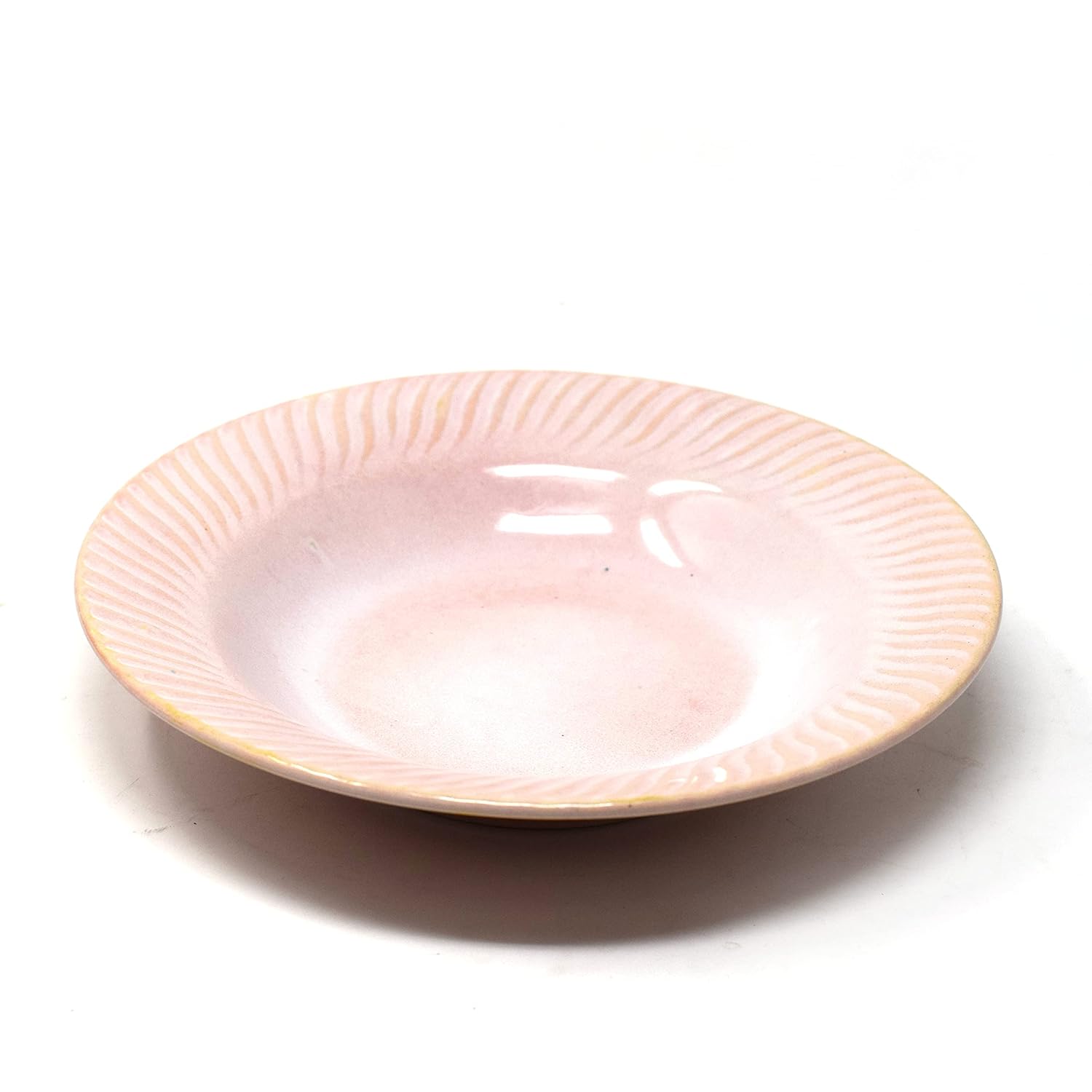 Flamingo Pink Ceramic Pasta Plates - 2 Pieces | Handcrafted Multi Purpose Ceramic Deep Plates, Snack Plates, Starter Plates - 7 Inch, Microwave Safe & Dishwasher Safe