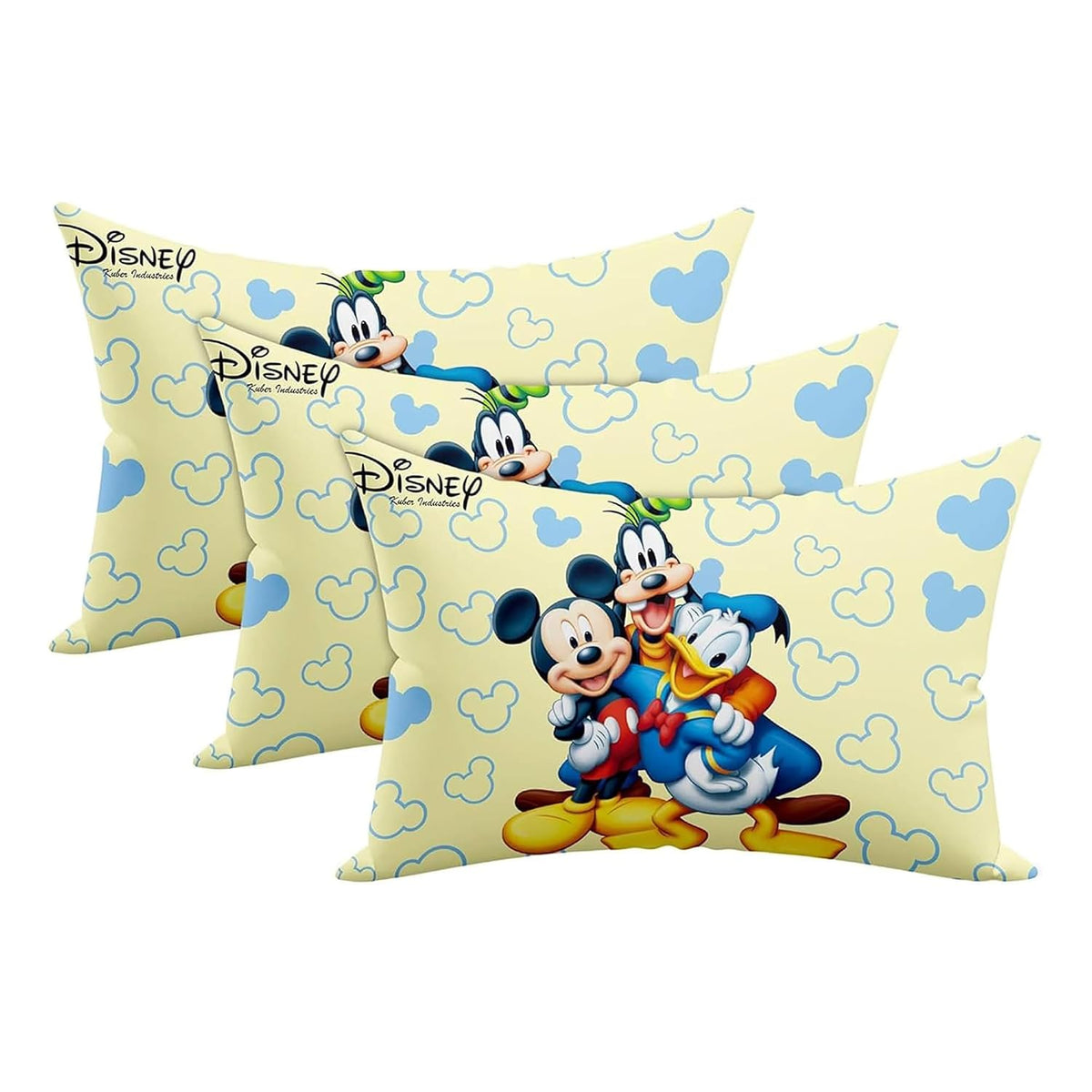 Kid's Disney Mickey Team Pillow For Sleeping, Cream - 12x18 Inches | Cozy & Fluffy Super Soft Pillow | Suitable For All Sleepers, Multipurpose & Comfortable, Breathable - 3 Pcs