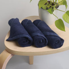 Heelium Bamboo Face Towel 600 Gsm | Ultra Absorbent & Odour-Free 3x Softer Than Cotton Towels | Pack Of 3 (Blue)
