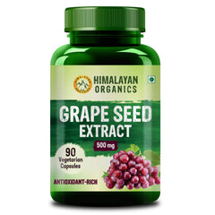 Himalayan Organics Grape Seed Extract 500mg Antioxidant Supplement, Healthy Cholesterol Level Boost Immunity, Promote Healthy Hair & Skin | 90 Veg Capsules 150gm 0.3lbs Each Pack Of 3
