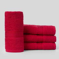 Kopa By Bianca Hand & Gym Towel 800 Gsm | 100% Cotton Soft Terry D'Ross Collection (Red)- 4 Piece