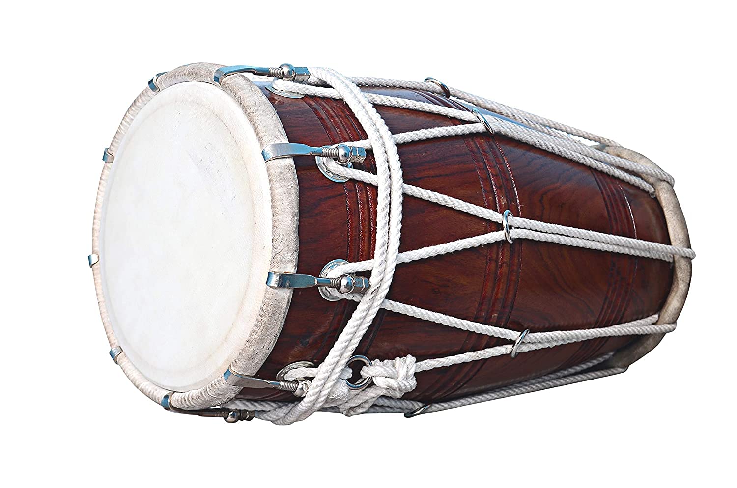 Special Half Rassi Sheesham Wood Dholak Drum With Padded Bag - Brown | Perfectly Symmetric Round Dholak - Dholak For Festival, Wedding, Satsang | Very Easy To Tune, Best Toy For Kids
