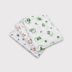 Yatta Kerala Printed Thorthu Traditional Bath Towel 500 Gsm Pure Cotton End Finished (Pack Of 3)- Multicolored