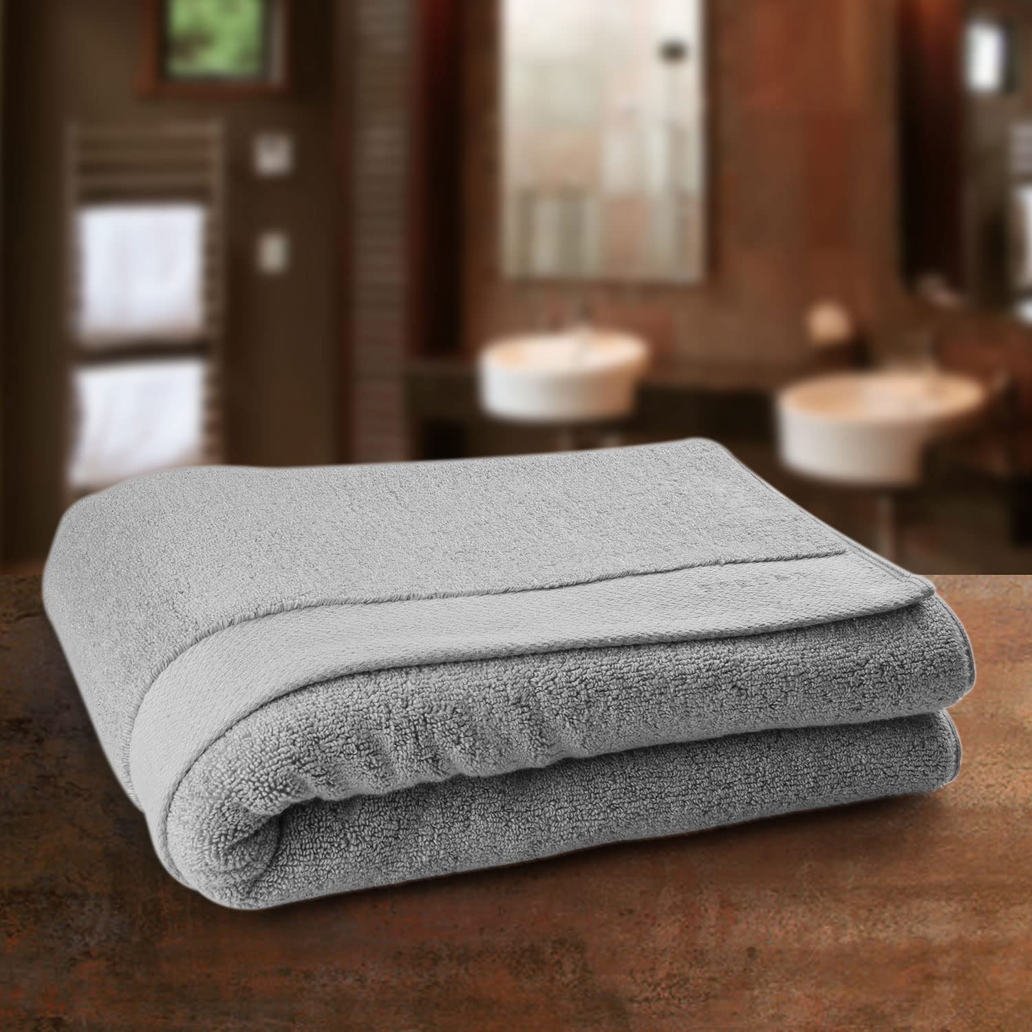 Spread Spain 100% Cotton Bath Towels 500 Gsm | Resort Bath Towel, Super Absorbent & Soft Bath Towel Large Size For Men & Women (Fog)