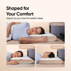 Sleep Plus Memory Foam Pillow, Ergonomic Support For Back, Side Sleepers, White | Durable, Hypoallergenic & Breathable Cool Pillow | For Everyday Use & Neck, Shoulder Pain | Washable Cover