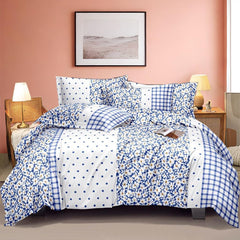 Breathable Elastic Fitted Floral Bedsheets For Queen Size With 2 Pillow Covers | Size - 60 X 78 Inches, Blue & White | Perfect For Gifting & Everyday Use