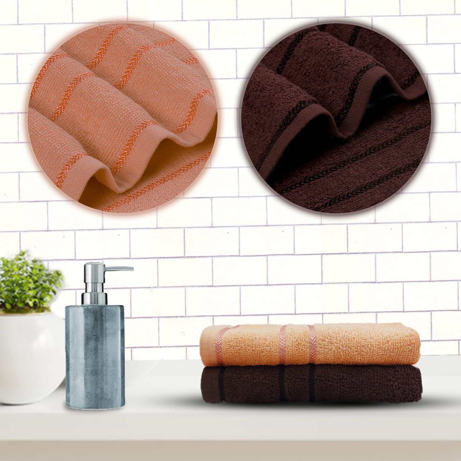 Sassoon Melrose 100% Cotton Hand Towel 400 Gsm | Highly Absorbent, Soft Material Perfect For Daily Use (Cocoa & Clay) -2 Piece
