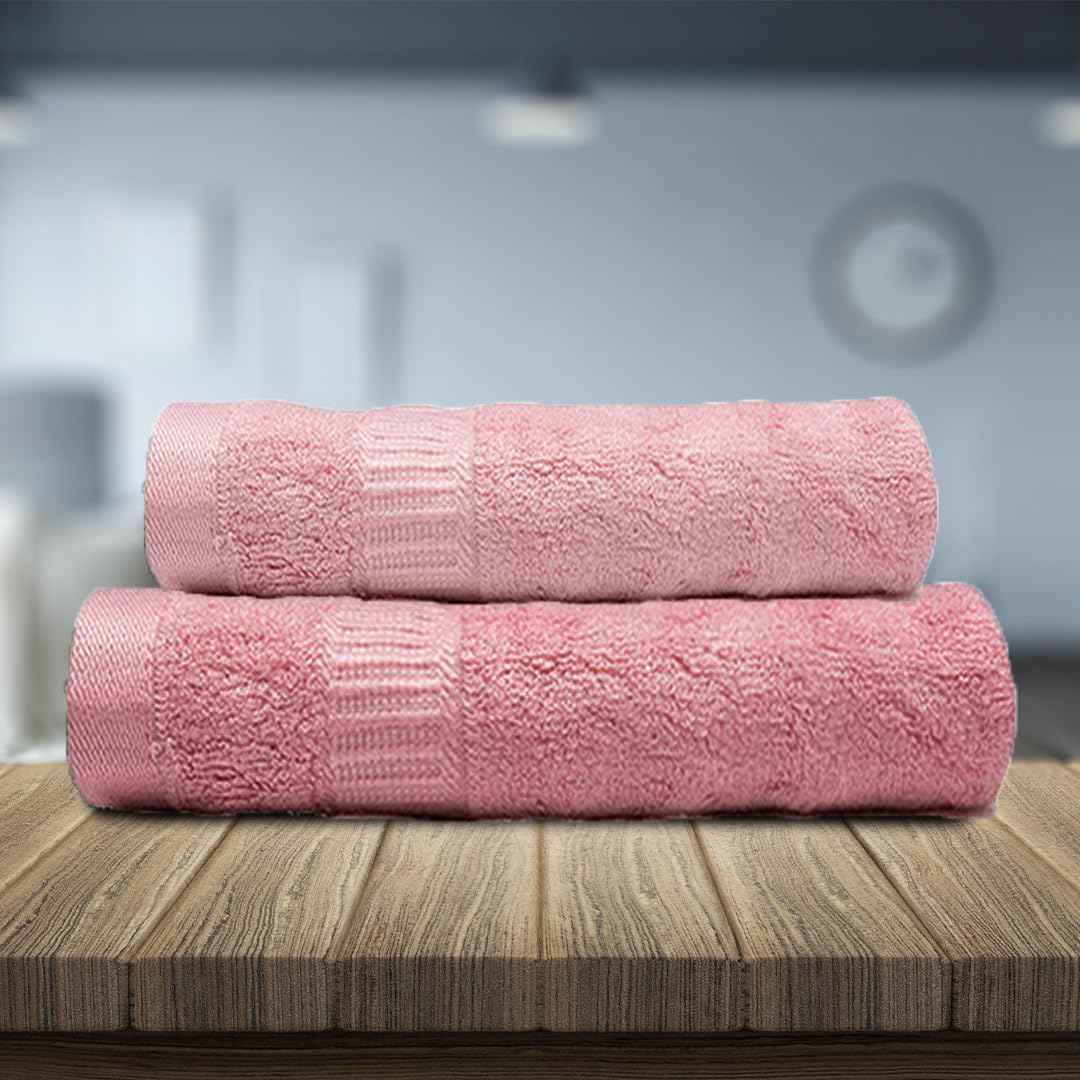 Mush 100% Bamboo Face & Hand Towel 450 Gsm | Ultra Soft, Absorbent, Quick Dry Towels For Facewash, Gym, Pool, Sports, & Travel - Pink (Pack Of 2)